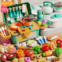 YUNLEO 64PCS Kids Pretend Play Toy Kitchen Cooking Toy with Circulating Water Function