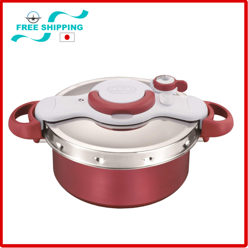Tefal pressure cooker 5.2L IH compatible, One-touch opening and closing 2in1 Clipso Minut DUO, IH & GAS Stove Compatible, Red Singapore