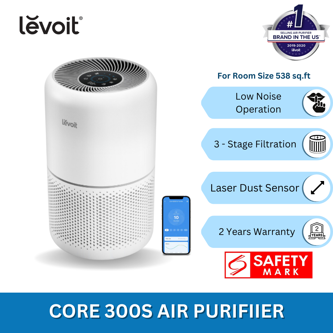 All new levoit core 300s Smart WiFi air purifier | H13 true HEPA filter | smart app control | room size 538 sq.ft