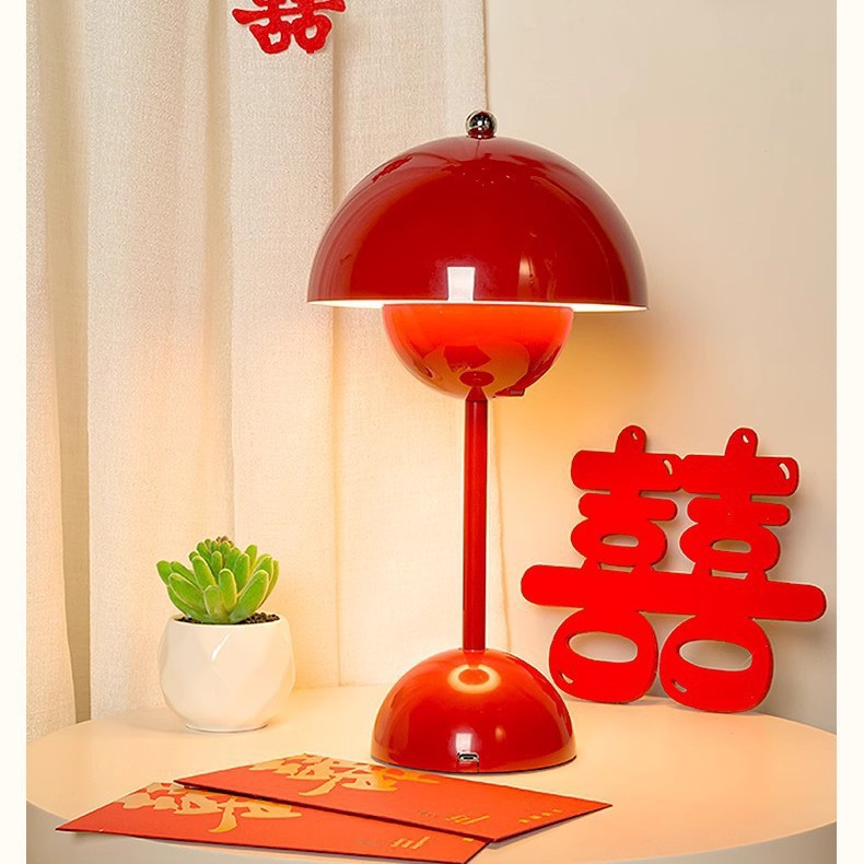 Đèn chiếu sáng dài của hồi môn, nụ hôn, đèn bàn lễ hội đỏ, đèn đầu giường đơn giản, đèn trang trí ph