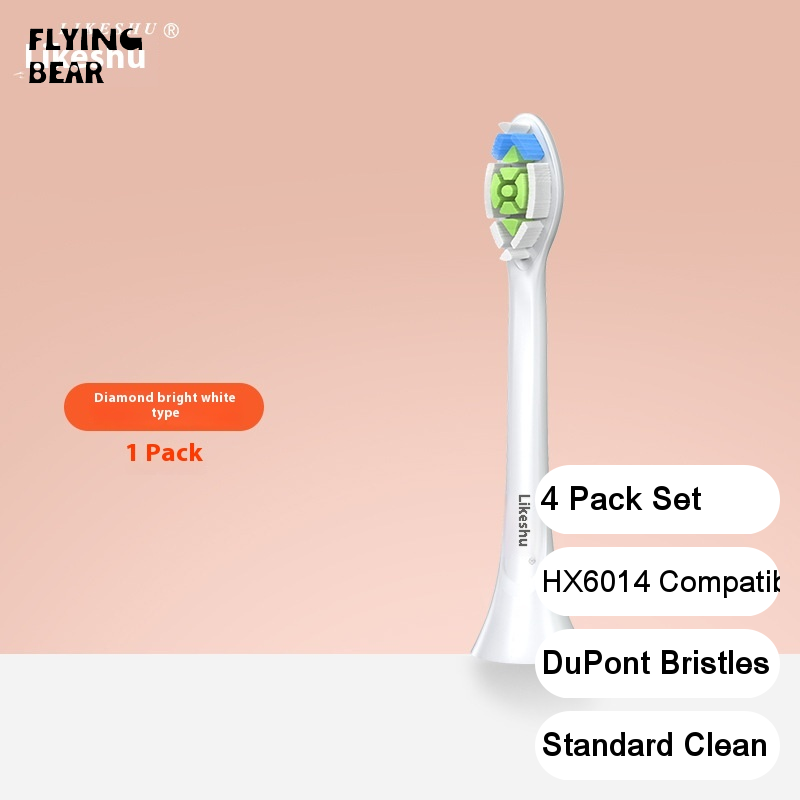 Đầu bàn chải đánh răng điện phù hợp với tất cả gấu bay, 4 miếng, lý tưởng để sử dụng thường nhật, làm sạch tiêu chuẩn, được làm bằng lông DuPont