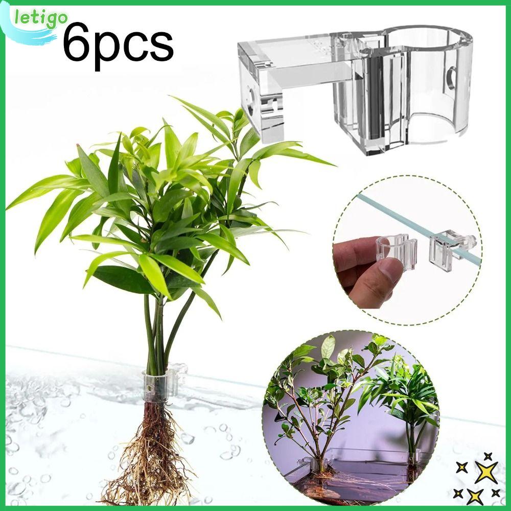 LETIGO 6Pcs Kích thước nhỏ Giá đỡ cây thủy sinh Phụ kiện bể cá máy tính Cốc hỗ trợ bể cá 6 cái Trong suốt Vườn ươm Aquascape Sử dụng bể cá