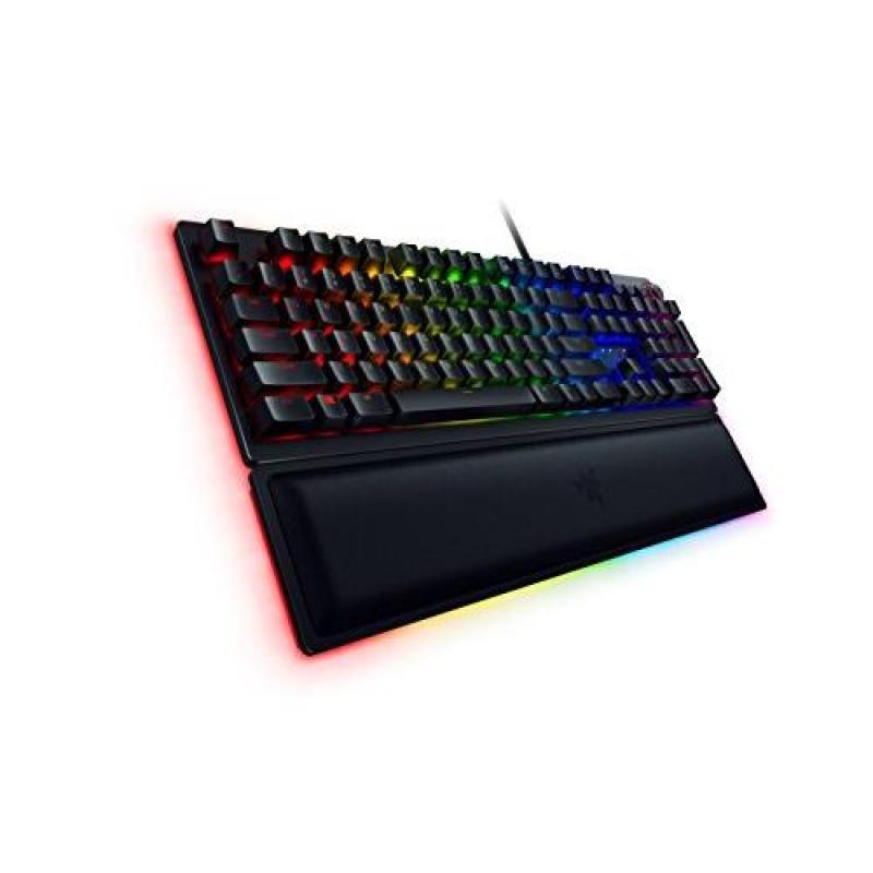 Razer Huntsman Elite Gaming Keyboard - [Matte Black]: Opto-Mechanical Purple Key Switches - Instant Actuation - Chroma RGB Lighting - Magnetic Plush Wrist Rest - Dedicated Media Keys & Dial Singapore
