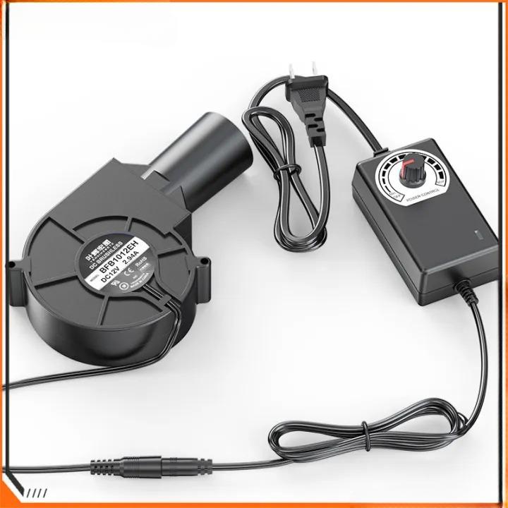 【Hàng Có Sẵn Monqiqi Quạt Thổi Khí Kèm Bộ Điều Tốc Turbo 12V/2.9A chuyên dụng dành cho lò nướng BBQ Đường Kính 38mm Size To- Max 5500 RPM