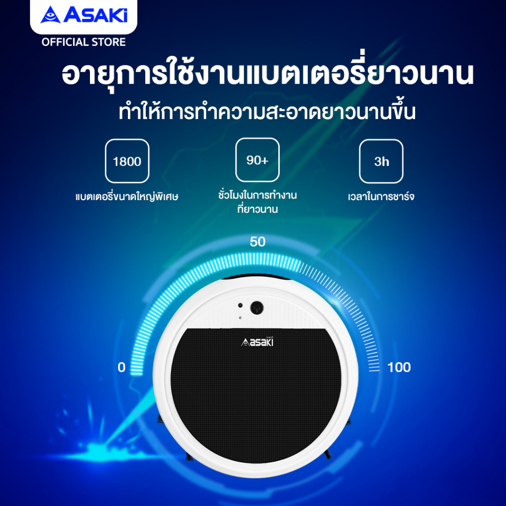 ของแท้100%-ส่งฟรี***Asaki Robot Vacuum Cleaner ของแท้100%-ส่งฟรี***หุ่นยนต์ดูดฝุ่นอัจฉริยะ เครื่องดูดฝุ่น รุ่น AK-RV9100 - ประกัน 3เดือน ราคา 718 บาท*ส่งฟรี