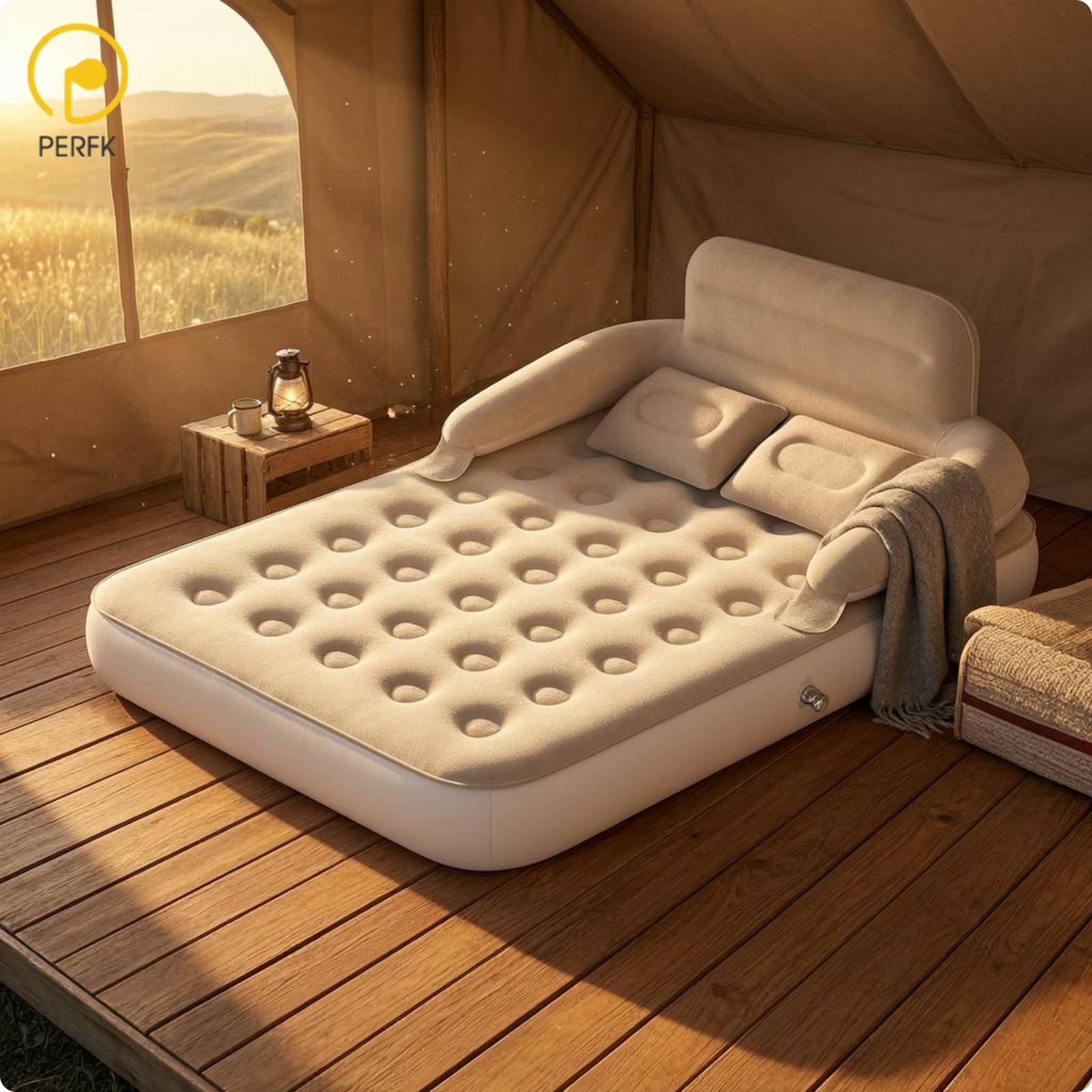 Perfk Padded Armrests Inflatable Backrest Bed Skin-Friendly Inflatable Sofa Bed Lightweight Sleeping Furniture Compact ราคา 9,073 บาท*ส่งฟรี