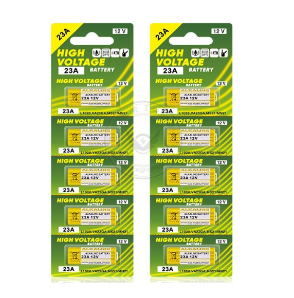 1 vỉ 5 viên pin ALKALINE 23A 12V Pin điện áp cao cho Chìa khóa điện điều khiển cửa cuốn, chuông cửa điều khiển quạt