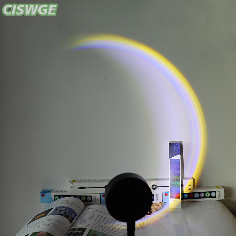 CISWGE LED Sunset Lamp Nightlights USB Projector Birthday Party Decoration Mood Lights For Bedroom Living Room Wall Photography