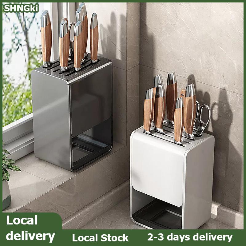 SHNGki Local Delivery Giá đỡ dao giá đỡ dao không khoan gắn tường đa chức năng bằng thép không gỉ cho nhà bếp