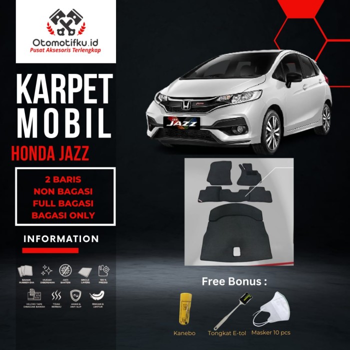 [ OTOMOTIFKU ] Karpet Mobil Honda Jazz Edition Otomobil Store Single Layer Premium - Hitam-Mocha Harga 1,090,000 rupiah*Gratis Ongkir