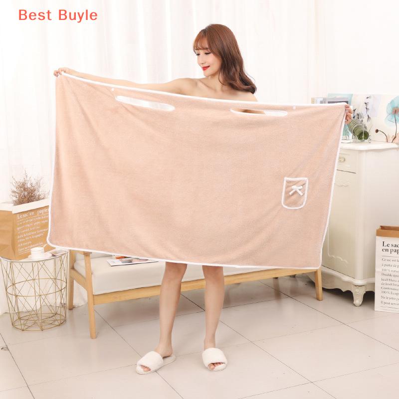 💖Best Buyle San hô Fleece tắm váy mềm mại và thấm nước, dễ thương cung túi có thể được mặc với khăn tắm, treo tắm váy