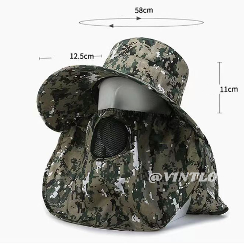 VINTLOOK Men's shawl hat outdoor sun protection mask hat camouflage fishing hat ราคา 68 บาท*ส่งฟรี