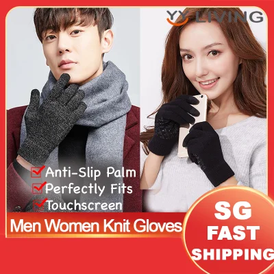 🔥Men & Women TouchScreen Knit Gloves🔥 Anti-Slip Palm, Touch Screen, Texting Anti-Slip，Thermal Winter Glove Fleece Lining[SG LOCAL STOCK/FAST SHIPPING]
