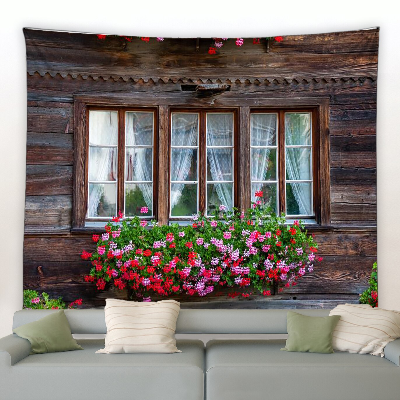 Zf hàng rào hoa màu hồng tấm thảm Cổ điển Hoa cửa sổ vòm vườn công viên