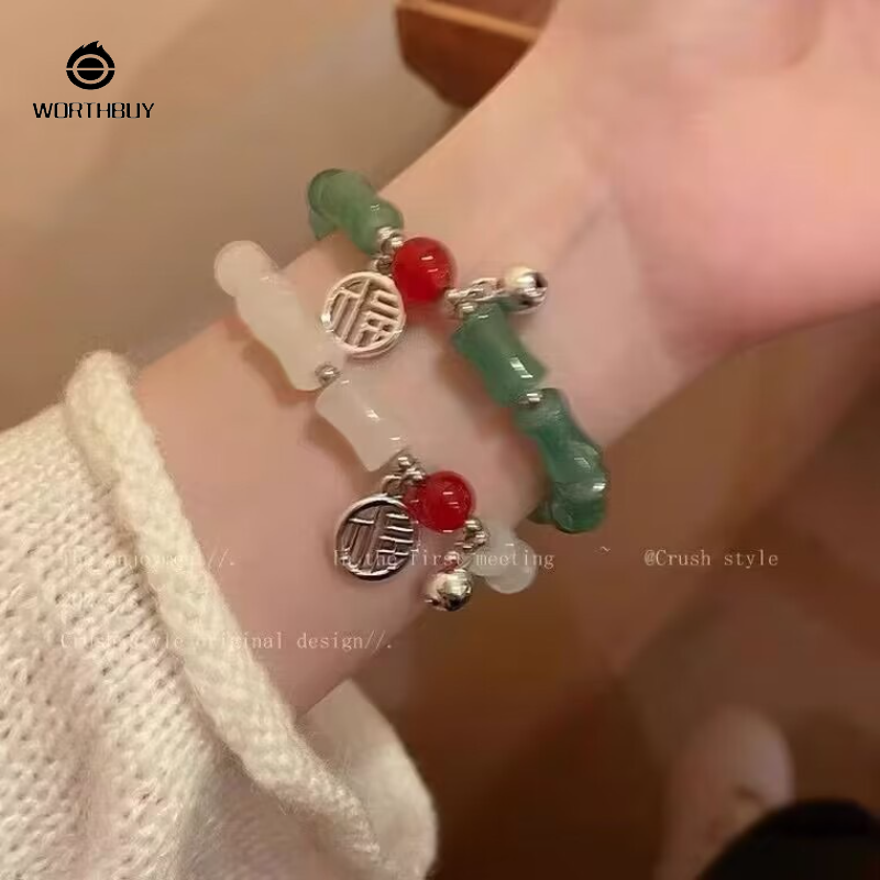 Phụ Nữ Vòng Tay tre Trung Quốc Thời Trang ngọc vài Vòng đeo tay may mắn