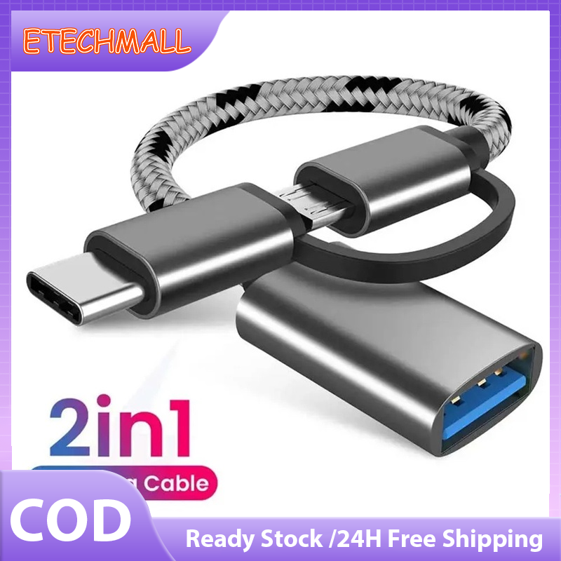 2 in 1 USB 3.0 OTG Adapter Type C Micro USB to USB 3.0 Adapter Nylon Braid Cable OTG Convertor for Gamepad Flash Disk Data Sync Adapter