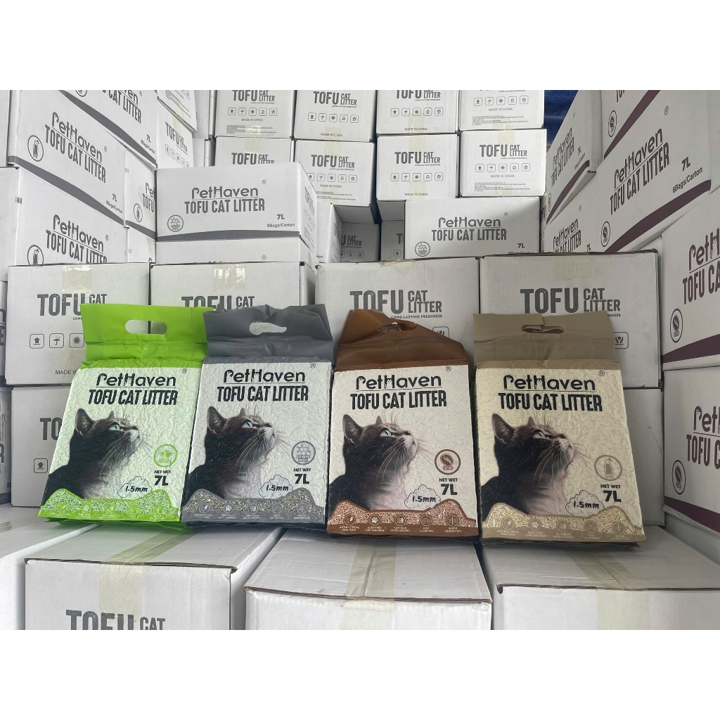 [THÙNG 6 GÓI] Cát vệ sinh đậu nành cho mèo HAVEN / PetHaven 7L ~ 2.5Kg-Vón cục nhanh, khử mùi, ít bụi, an toàn lành tính