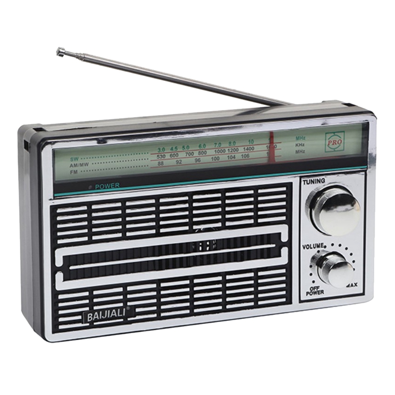 Baijiali 1 pcs vintage elderly radio am/fm/sw radio with knob adjustment key for outdoor