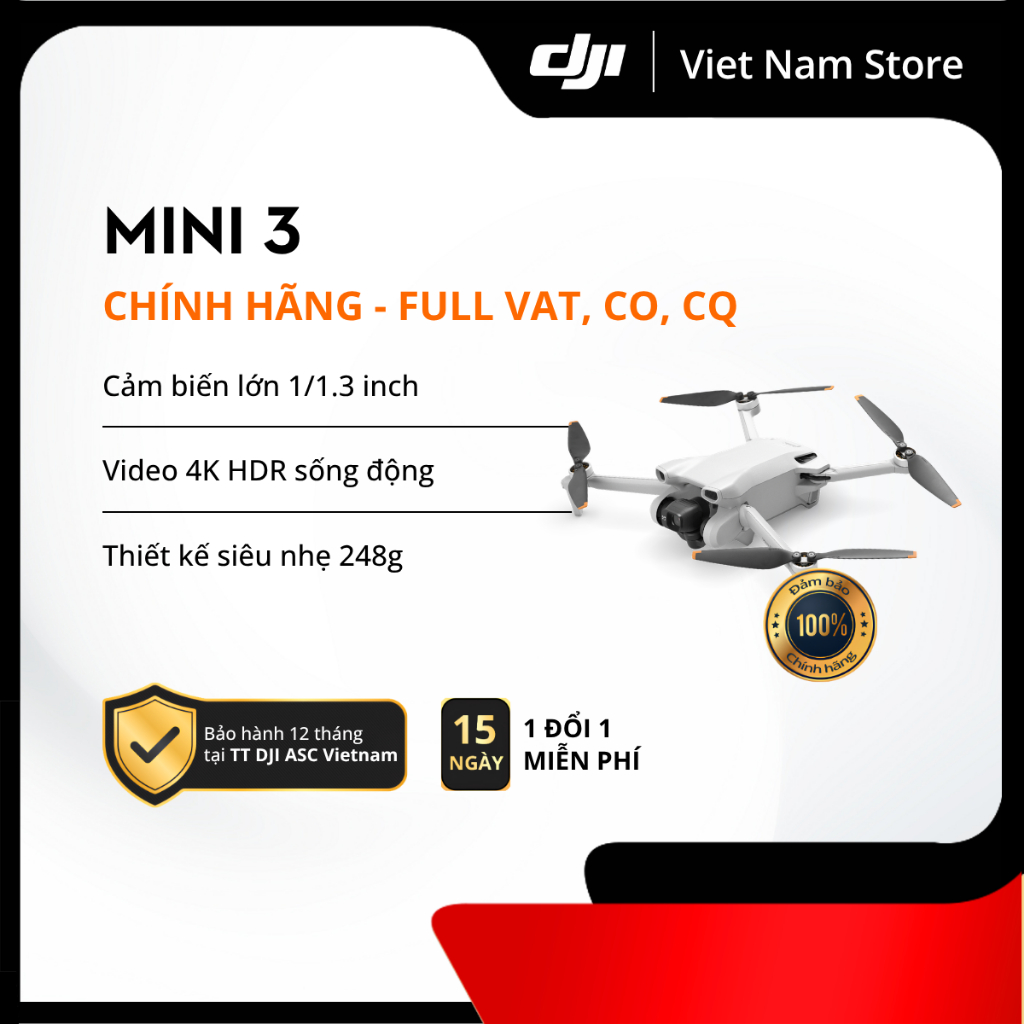 [Full VAT, CO, CQ] Chính Hãng Flycam DJI Mini 3 | camera quay 4K HDR, 249g, bay lên đến 38 phút