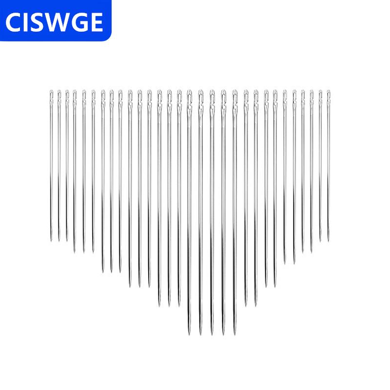 [COD] CISWGE AUTOPARTS 30Pcs Sliver Mù Kim May Thép Không Gỉ Bên Lỗ Người Già Tự Threading Kim Khâu Pin DIY May Beading Công Cụ