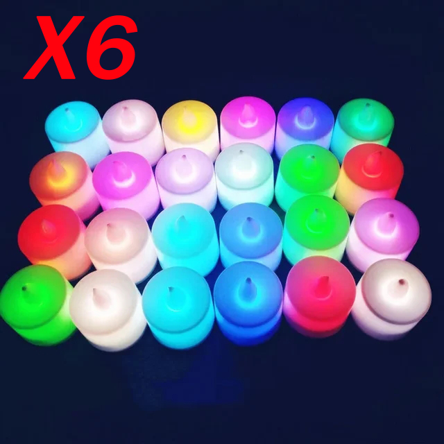 12/6pcs LED Flickering Flameless Candle Battery Tea Light Flashing Electric Candles Birthday Wedding Party Romantic Decoration