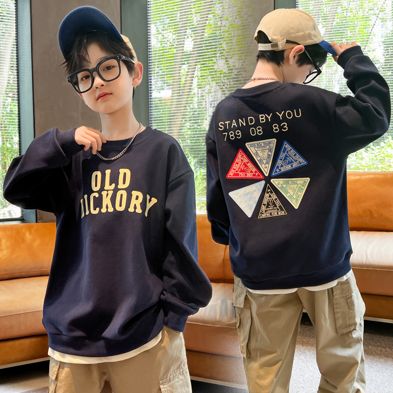 Áo Hoodie In Họa Tiết Trẻ Em Phong Cách Phương Tây Xuân Thu 2023 Áo Thun Dài Tay Một Chiếc Thường Ngày Rộng Rãi Cho Trẻ Em Thời Trang Áo Chui Đầu