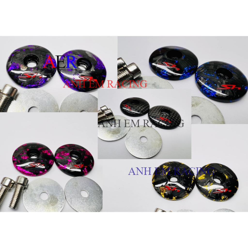 Ốc nắp chụp che chân kính xe Sh các đời,che gương chiếu hậu phủ cacbon chữ SH màu đỏ (giá bán 1 con)