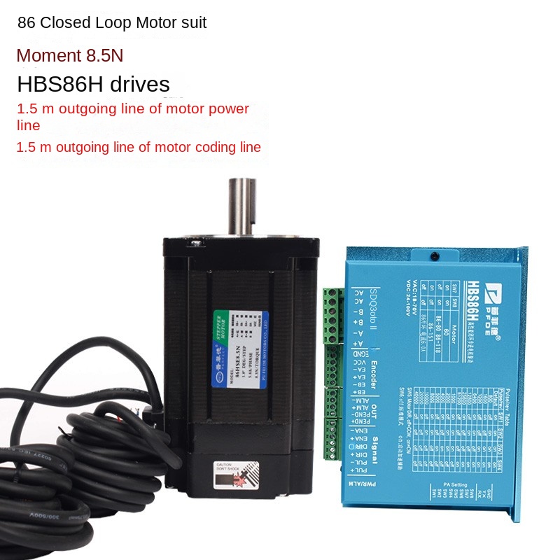 Bộ Động Cơ Bước Vòng Kín 86 Pufide - Mô-men 8.5/12N·m, Driver HBS86H/DL86, Có Phanh, Tự Động Hóa Công Nghiệp - 86 8.5n 1.5M