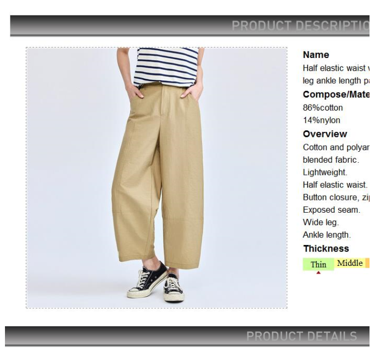 GIORDANO Women Pants Exposed Seam Half Elastic Waist Pants Lightweight Wide Leg Ankle Length Fashion Casual Pants 18424902 · v2