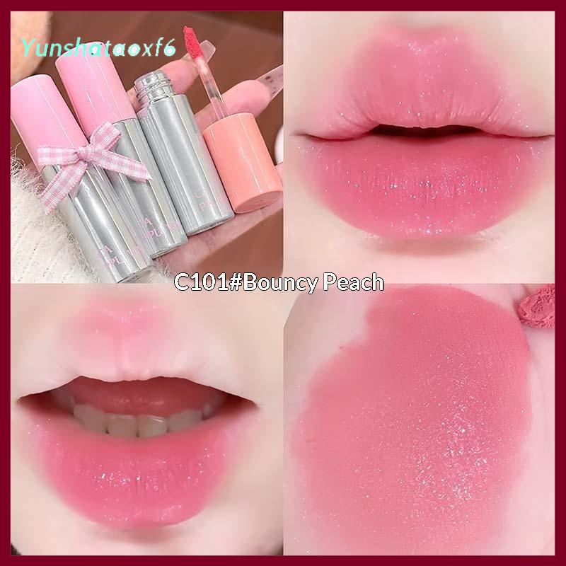 yunshataoxf Cappuvini nhung mềm môi men ánh sáng lung linh đào lỏng Son môi không thấm nước dễ dàng để mặc môi bùn kéo dài môi tint không dính cup trang điểm - 8