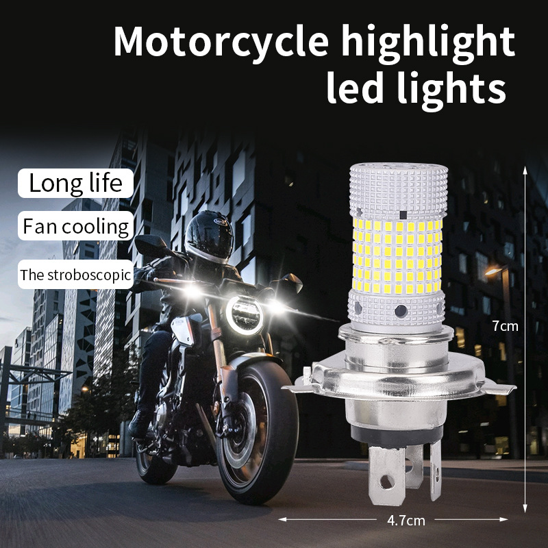 Đèn pha LED xe mô tô H4 ba20d p15d đôi đơn Ba móng 150smd với quạt chiếu sáng Xinyi
