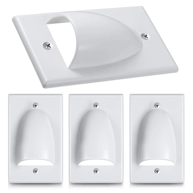 (CGQZ) 4 Pieces Single Gang Bundled Cable Wall Plate for Cable Dust-Proof Plate Internal Management Convex Audio