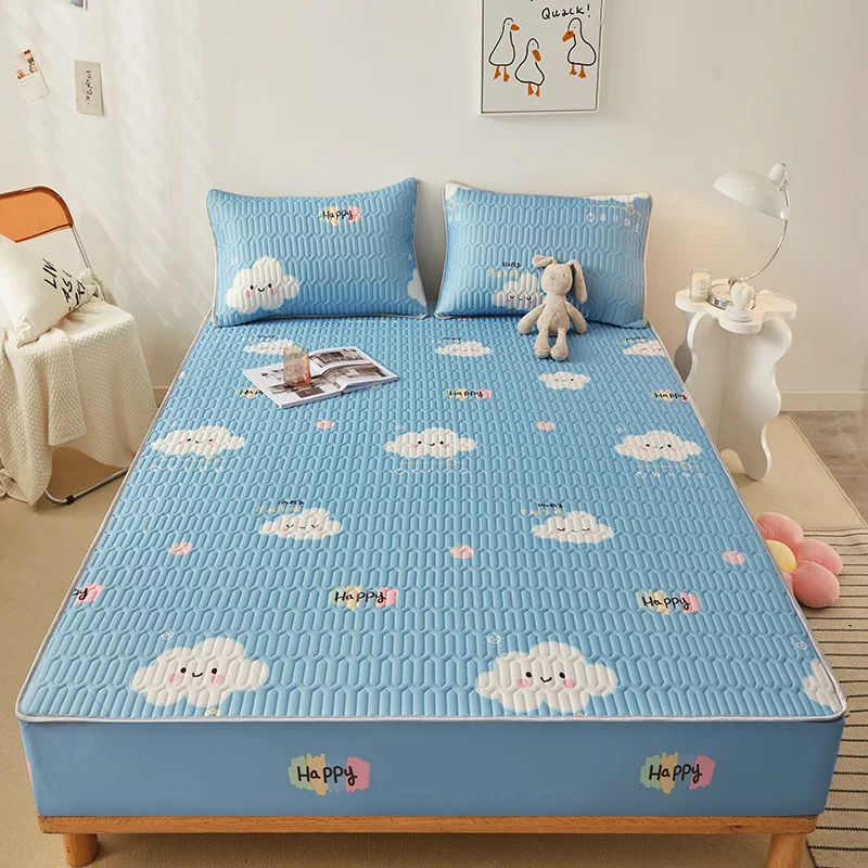 （new product） Natural Latex Thickened Summer Mat for Bed Cool Feeling Ice Silk Matress Cover and Pillowcase Soft Breathable Cooling Mat Summer ราคา  5,293 บาท*ส่งฟรี