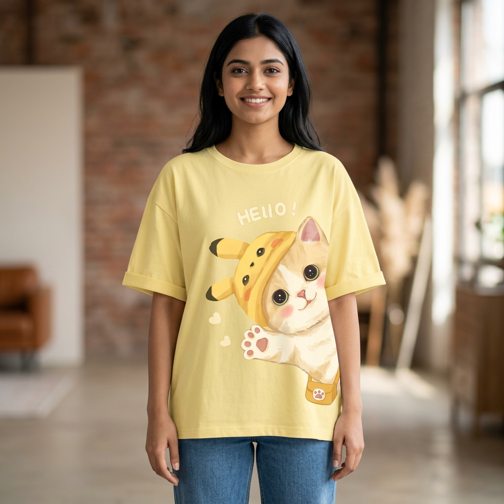 Half Sleeve T Shirt DTF Printed For Woman's