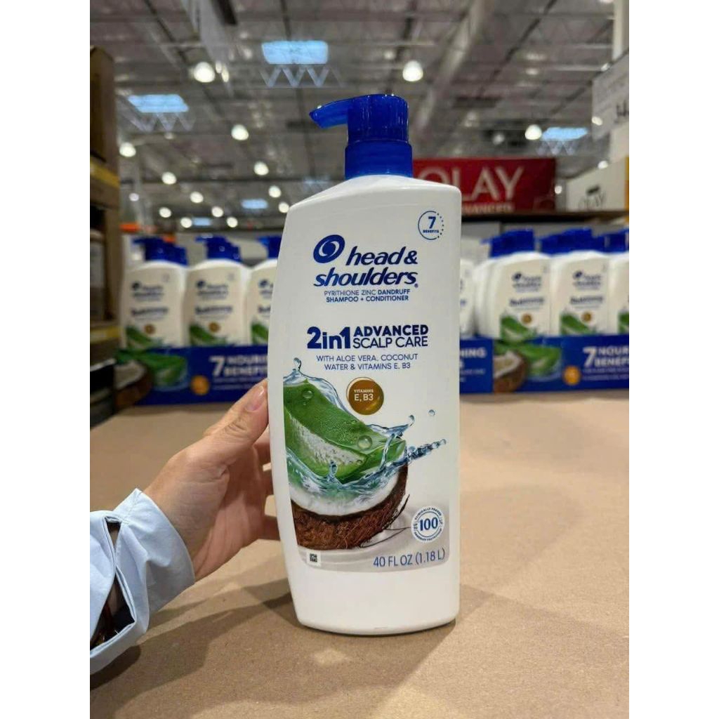 Hàng chuẩn Costco - Dầu gội Head & Shoulder 2in1 chai 1,18l - - Loại bỏ gàu  - Dưỡng ẩm da đầu khô  - Làm dịu cơn ngứa  - Làm giảm kích ứng da đầu  - Cải thiện sức khỏe tóc