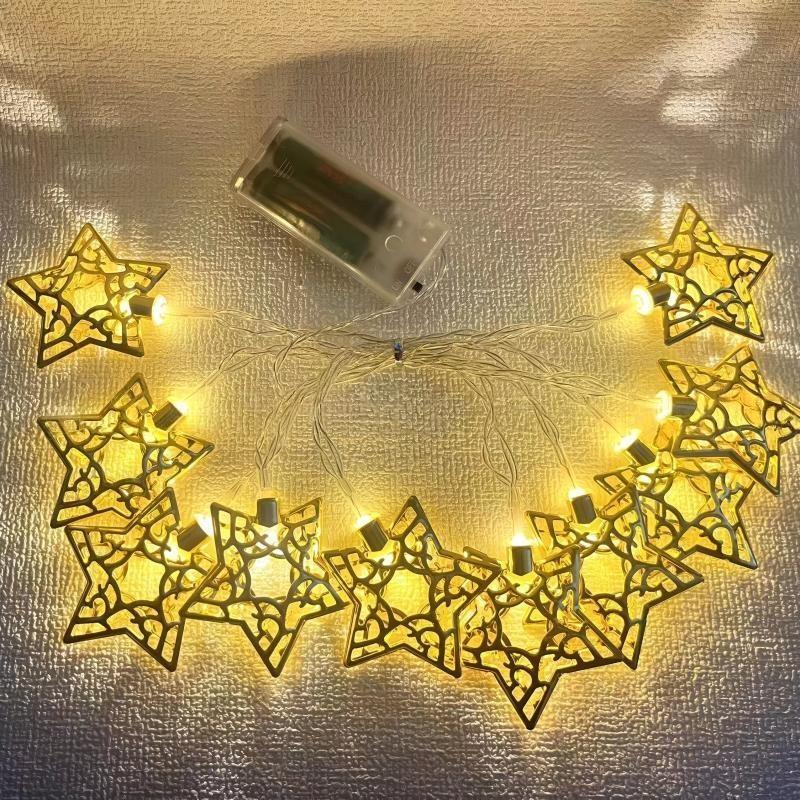 LED Star Moon String Light Ramadan Decor Fairy Lights Castle Outdoor Home Wedding Party Raya Eid Decoration