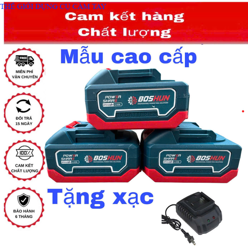 {HOẢ TỐC} Pin Boshun 15 Cell dung lượng 4AH, dòng xả cao, Chân pin phổ thông, Vỏ pin chống cháy, THẾ GIỚI DỤNG CỤ CẦM TAY GIÁ SĨ
