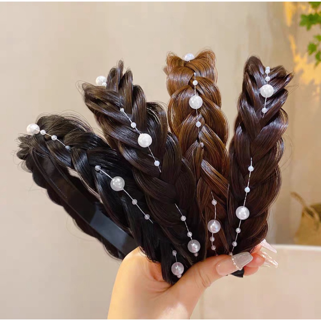 Bờm tết tóc rối gắn ngọc nhân tạo hot trend cho nữ qiqishop