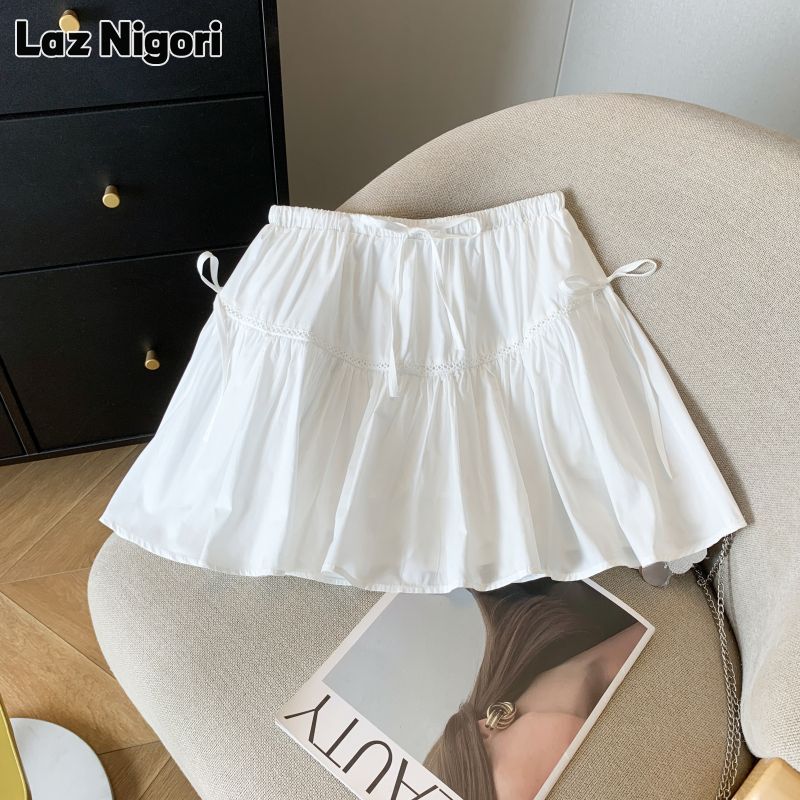 Laz Nigori Slimming Flounce Pettiskirt White High-Waist Skirt ราคา 320 บาท*ส่งฟรี