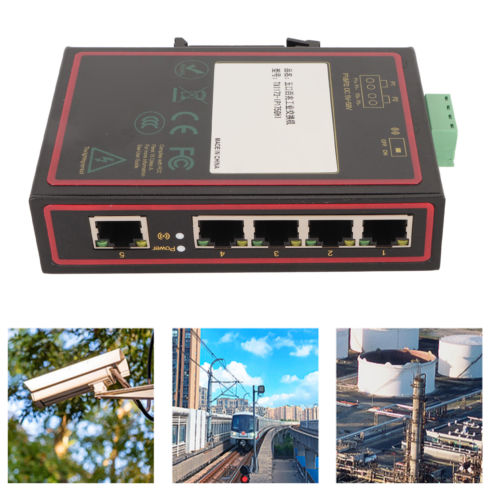 Bộ chuyển mạch Ethernet không quản lý 5 cổng GOWENIC Bộ chia mạng Ethernet Hub 5 cổng RJ45 thích ứng IP40 Phạm vi nhiệt độ hoạt động âm 40? đến 80?