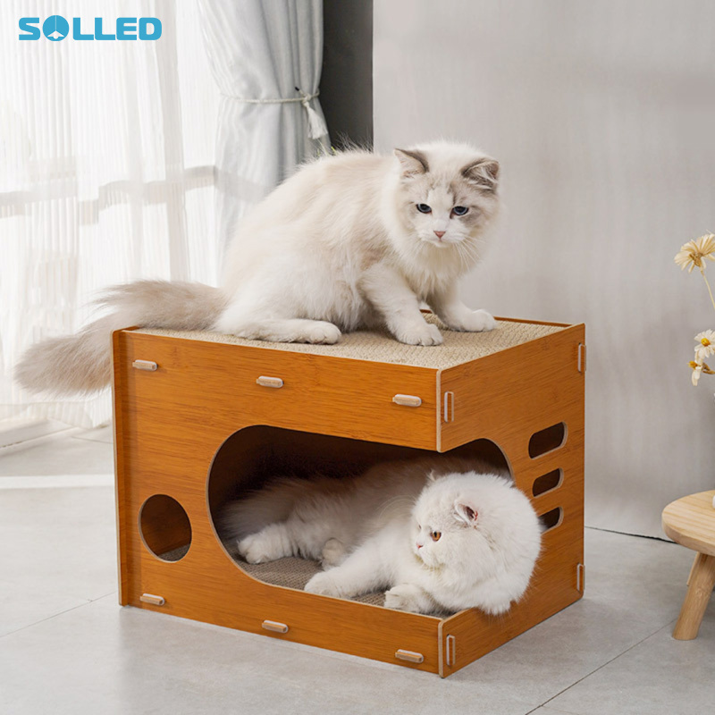 Cat Scratcher Bed Wooden Detachable Corrugated Board Cat Nest Kitten Lounge Scratching Cardboard House For Indoor Small Medium Large Cats ราคา 607 บาท*ส่งฟรี