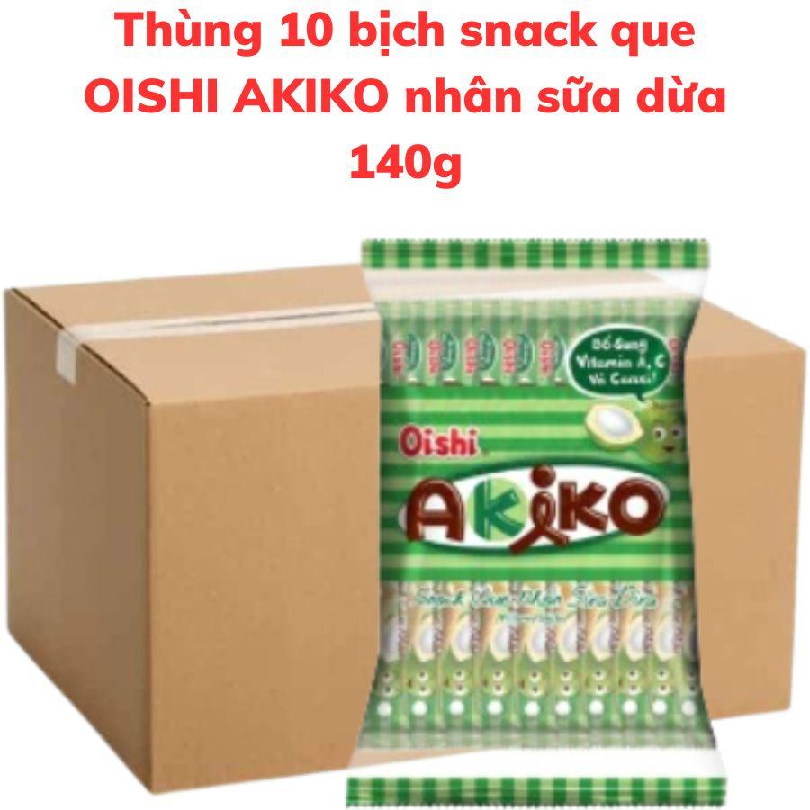 Bánh snack que OISHI AKIKO nhân sữa dừa bịch 140g