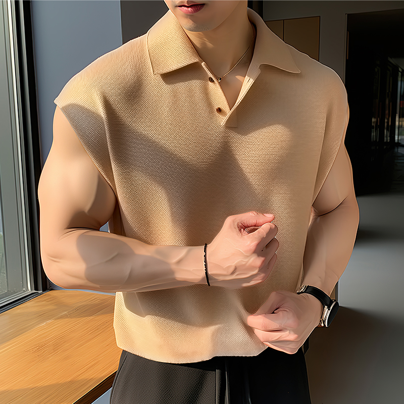 INCERUN Mens Sport Versatile Solid Color Vests Daily Casual Lapel Half