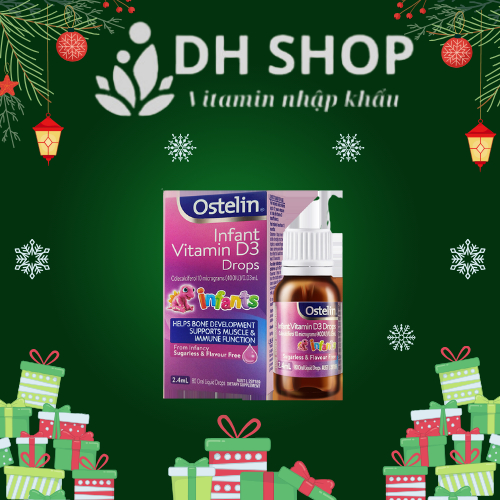 Vitamin D3 400 IU dạng giọt cho trẻ sơ sinh Ostelin Infant Kids Drops 2.4ml phòng ngừa tình trạng còi xương - DH Shop