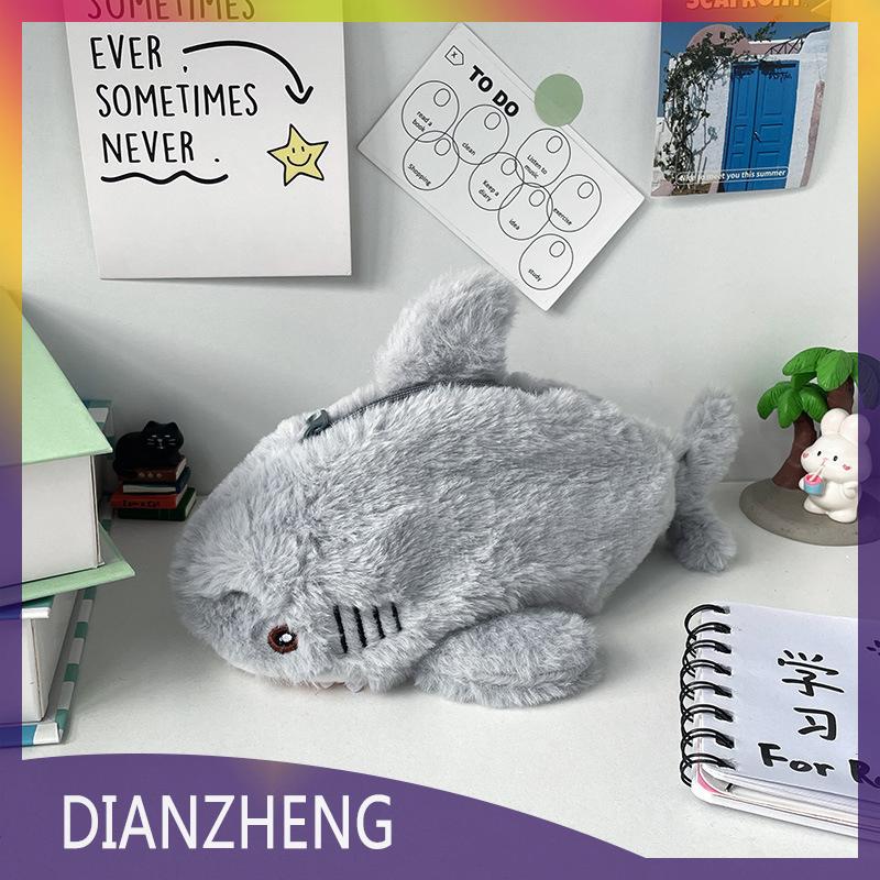 DIANZHENG Dễ Thương Sang Trọng Đại Dương Cá Mập Bút Chì Trường Hợp Mỹ Phẩm Túi Xách Tay Công Suất Lớn Bút Pouch Văn Phòng Phẩm Lưu Trữ Hộp Trường Văn Phòng Nguồn Cung Cấp