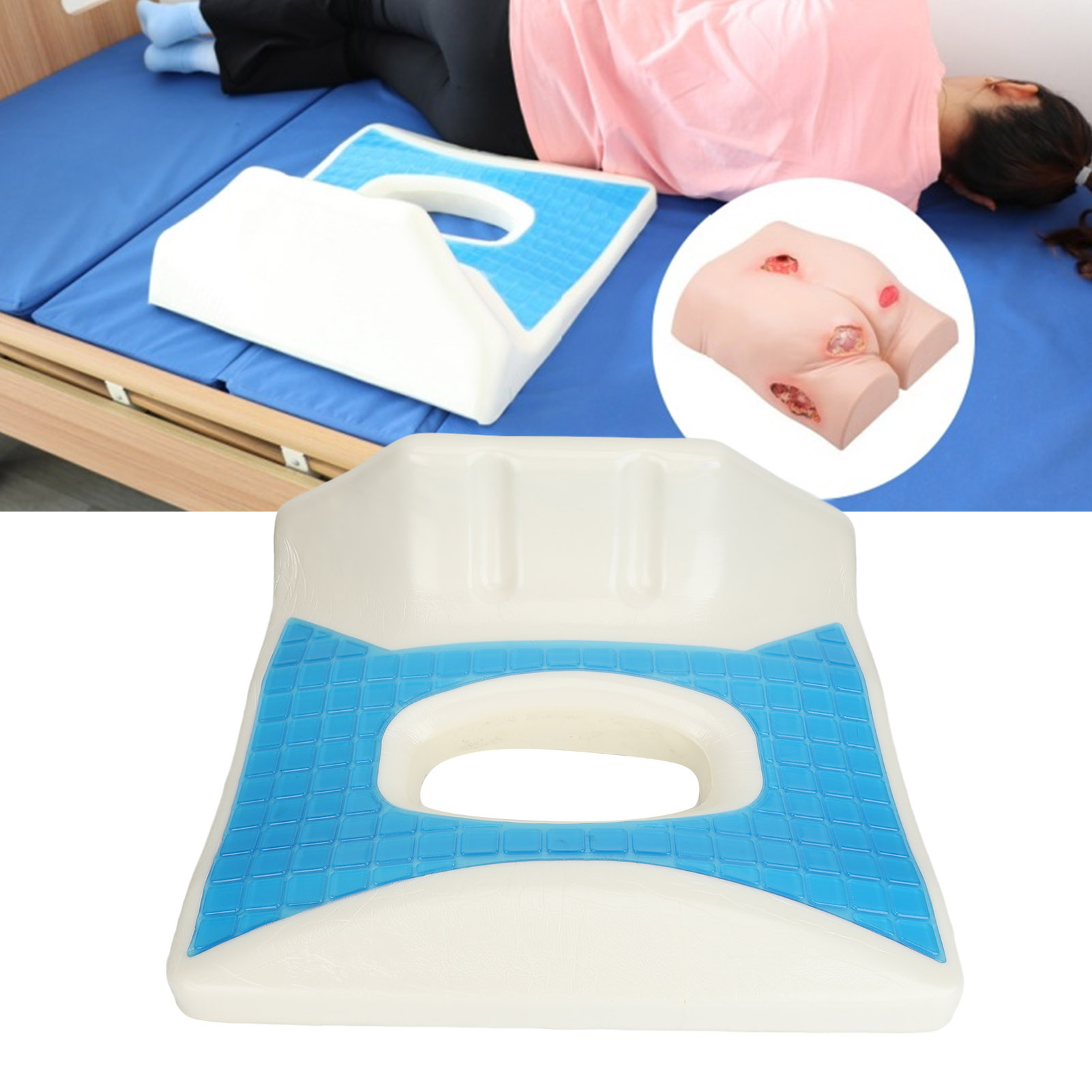 หมอนลดแรงกดทับของหมอนรองก้นสำหรับแผลกดทับสำหรับกระดูกสะโพกก้นกบสีน้ำเงิน ราคา 1,399 บาท*ส่งฟรี