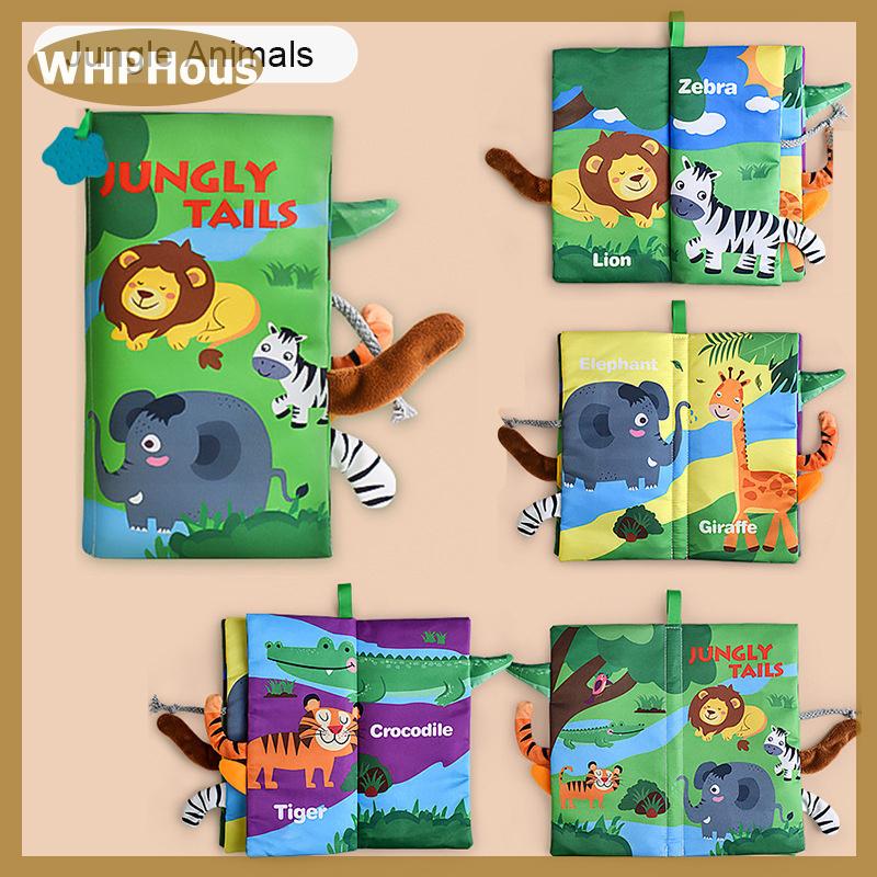 WHPHous Infant Cloth Book With 3D Tails - Bite-Safe Early Learning Toy Montessori Touch And Feel Cri