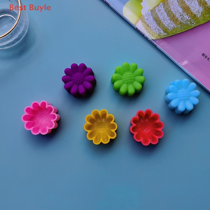 💖Best Buyle 5 cái Khuôn làm bánh thạch hoa hướng dương 5cm Khuôn làm bánh muffin cốc làm bánh Silicone Khuôn làm bánh phụ kiện nhà bếp