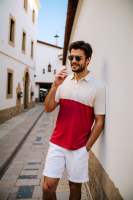 Zara Summer Two - Tone Patchwork Loose - Fit Mens Polo Shirt