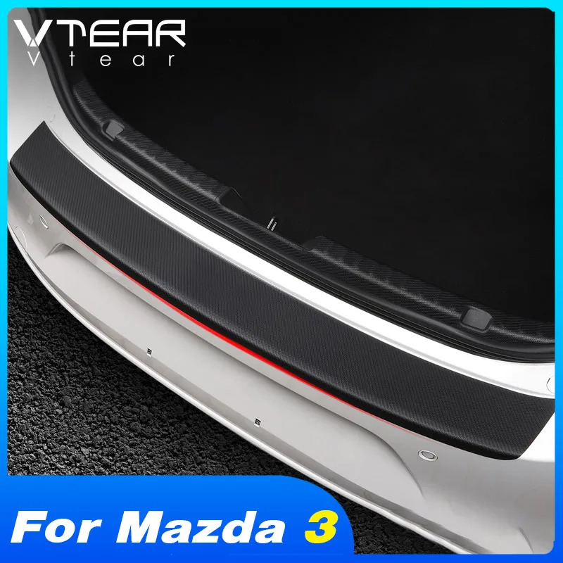 Vtear cho Mazda 3 BP 2020 2021 phụ kiện cửa cốp xe ô tô miếng dán bảo vệ chống trầy xước da sợi carbon sửa đổi nội thất